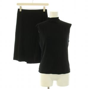 セットアップ 上下 カットソー ノースリーブ ハイネック フレアスカート イージー ミモレ ロング ウエストゴム