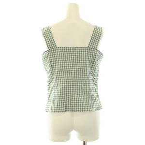 agnes b. セットアップ 上下 キャミソール ショート丈 フレアスカート ミモレ ロング ギンガムチェック 38 M 緑 グリーン 白