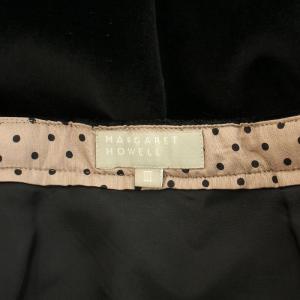 MARGARET HOWELL フレアスカート タック ひざ丈 ベロア シルク 3 L 黒 ブラック