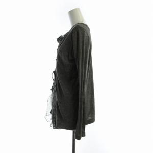 sacai カットソー レオパード ヒョウ柄 切替 レースアップ 長袖 2 M グレー