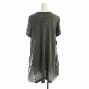 sacai カットソー チュニック 切替 レースアップ ボーダー 半袖 2 M グレー 赤 レッド /RO BM