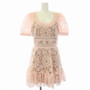 ワンピース 総レース 半袖 ミニ UK8 S ピンク /TK BM