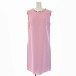 ワンピース ノースリーブ ビジュー チェーン ひざ丈 IT42 M ピンク