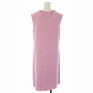 Ermanno Scervino ワンピース ノースリーブ ビジュー チェーン ひざ丈 IT42 M ピンク