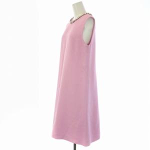 Ermanno Scervino ワンピース ノースリーブ ビジュー チェーン ひざ丈 IT42 M ピンク