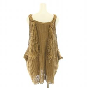 STELLA McCARTNEY 2016年製 ノースリーブニット カットソー フリンジ 麻 リネン 36 S 茶 ブラウン