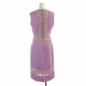 Ermanno Scervino タイトワンピース マキシ ロング レース ノースリーブ シアー シースルー 44 XL 紫 パープル /RO