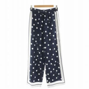 水玉パネルサテンパンツ イージー ストレート ドット 36 S 紺 ネイビー /NQ BM