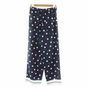sov. 水玉パネルサテンパンツ イージー ストレート ドット 36 S 紺 ネイビー /NQ BM