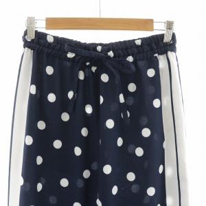 sov. 水玉パネルサテンパンツ イージー ストレート ドット 36 S 紺 ネイビー /NQ BM