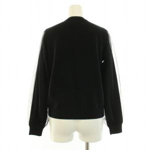 Chesty ニットカーディガン 長袖 クルーネック ビジュー リボン 装飾 切替 ウール混 F 黒 ブラック