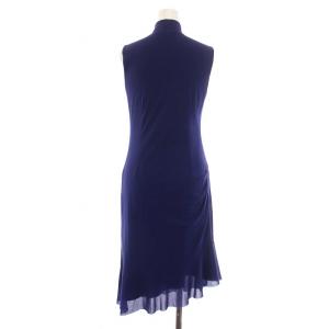 VIVIENNE TAM ノースリーブ ワンピース ロング ハイネック 花柄 刺繍 0 S 紺 ネイビー