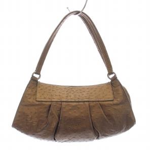 FURLA ハンドバッグ ショルダーバッグ オーストリッチ 茶 ブロンズ