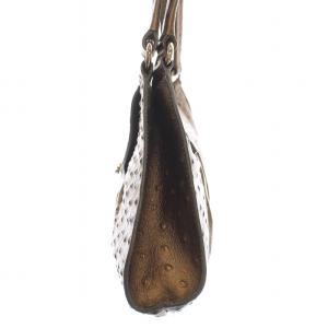 FURLA ハンドバッグ ショルダーバッグ オーストリッチ 茶 ブロンズ