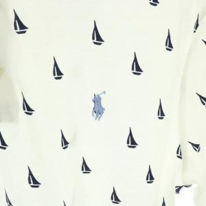 POLO RALPH LAUREN SLIM FIT ポロシャツ カットソー ロゴ 刺繍 総柄 半袖 LG L 白 ホワイト /XK MU