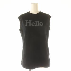 22SS HELLO NOSLEEVE TEE Tシャツ カットソー プリント ロゴ ノースリーブ 00 XS 黒 ブラック