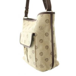 LANVIN en Bleu マルグリット 2WAYバッグ ワンショルダーバッグ キャンバス レザー 切替 総柄 F ベージュ 茶 ブラウン