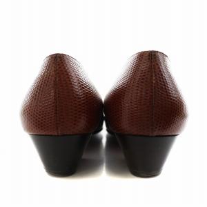 Salvatore Ferragamo ヴァラリボン パンプス チャンキーヒール アーモンドトゥ レザー 5.5 23.0cm 茶 ブラウン /AN1