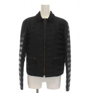 COLLECTION ジャケット ジップアップ ボーダー アウター 40 L 黒 ブラック /YM MU