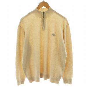 ニット セーター ハーフジップ 長袖 アンゴラ混 カシミヤ混 L ベージュ /AN16 BM