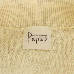 Papas ニット セーター ハーフジップ 長袖 アンゴラ混 カシミヤ混 L ベージュ /AN16 BM