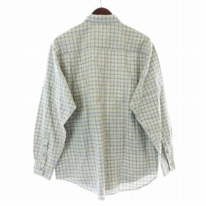 Papas MANIERE DE HEMING シャツ カジュアルシャツ 長袖 チェック M グレー 青 ブルー 黄 イエロー