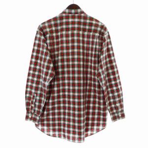 Papas MANIERE DE HEMING シャツ カジュアルシャツ 長袖 チェック コットン M 赤 レッド 緑 グリーン 白 ホワイト