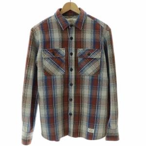 カジュアルシャツ 長袖 レギュラーカラー チェック柄 S 茶 ブラウン 青 ブルー /BB BM