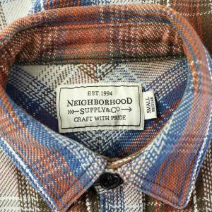 NEIGHBORHOOD カジュアルシャツ 長袖 レギュラーカラー チェック柄 S 茶 ブラウン 青 ブルー /BB BM