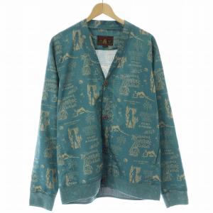 DEVILS COCKTAIL デビルズカクテル総柄カーディガン 長袖 Vネック 薄手 ロゴ イラスト