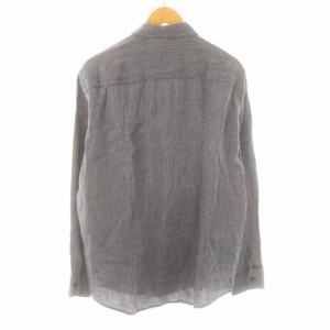 Papas MANIERE DE HEMING シャツ 麻 リネン 長袖 48 M 紺 ネイビー