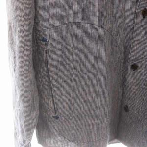 Papas MANIERE DE HEMING シャツ 麻 リネン 長袖 48 M 紺 ネイビー