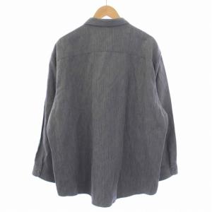 Papas MANIERE DE HEMING シャツ 長袖 ストライプ柄 リネン混 L グレー