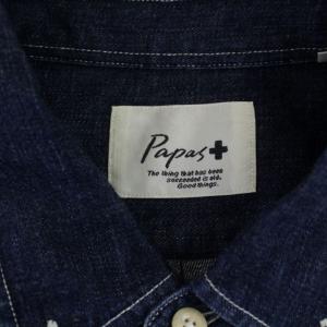 Papas デニム ボタンダウン シャツ L ロゴワッペン パパス 長袖 BD Papas デニム ボタンダウン シャツ L ロゴワッペン パパス 長袖