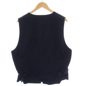 Papas +プラス ベスト ジレ ジャケット Vネック シルバーボタン リネン混 LL 紺 ネイビー