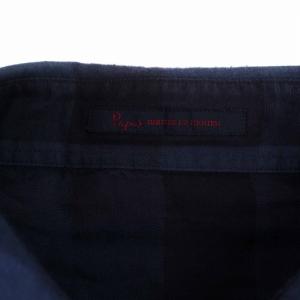 Papas MANIERE DE HEMING シャツ 長袖 ボタンダウン チェック柄 50 L 青 ブルー 紺 ネイビー