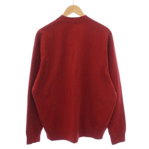 Papas MANIERE DE HEMING Tシャツ カットソー 長袖 ハーフジップ ロゴ刺繍 50 L 赤 レッド