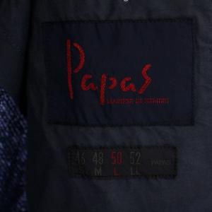 Papas テーラードジャケット 背抜き シングル 3B リネン シルク 50 L 青 ブルー /BM BM