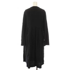 pas de calais ラップ ワンピース ロング リネン 麻100％ 長袖 36 S 黒 ブラック /YM BM