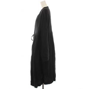 pas de calais ラップ ワンピース ロング リネン 麻100％ 長袖 36 S 黒 ブラック /YM BM
