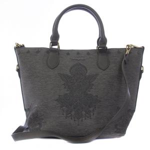 ハンドバッグ ショルダーバッグ 2WAY 刺繍 レザー グレー /BM BM