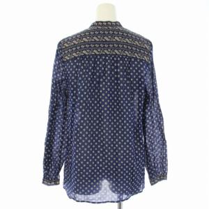 ISABEL MARANT ETOILE コットンフラワープリントブラウス シャツ 長袖 総柄 36 XS 紺 ネイビー ベージュ 2004702