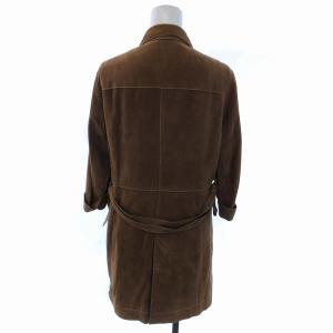 CINQUANTA シャツジャケット スエード ミドル ハーフ 七分袖 羊革 茶 ブラウン BM