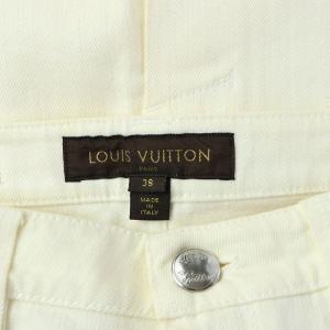 LOUIS VUITTON タイトスカート デニム ひざ丈 ストレッチ ジップフライ スリット 38 M 白 ホワイト