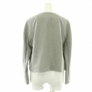 Leilian ベルト付きワイドパンツ セットアップ 上下 ノーカラージャケット ストレッチ リボン ジップフライ 9 M グレー 0101085