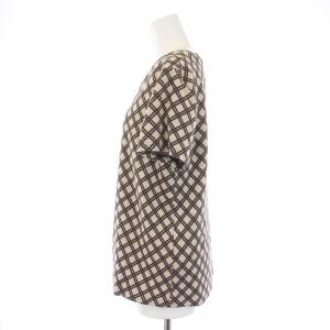 S Max Mara セットアップ 上下 ニット セーター 半袖 タイトスカート ひざ丈 チェック柄 ウール L 茶 ブラウン