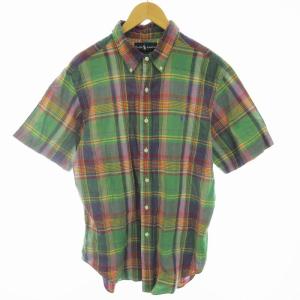 クラシック フィット CLASSIC FIT ボタンダウンシャツ ポニー刺繍 チェック柄 半袖 XL 緑