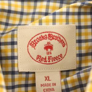 Brooks Brothers シャツ チェック ボタンダウン 長袖 コットン XL 黄色 ネイビー
