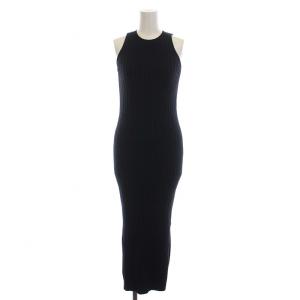 ESSENTIAL リブニット ワンピース ロング ノースリーブ 36 S 紺 ネイビー /YM BM