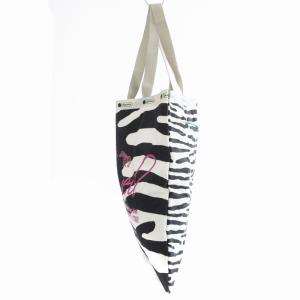 LesportSAC MUVEIL トートバッグ スクエア型 アニマル柄 プリント ゼブラ柄 鞄 黒 白 ブラック ホワイト